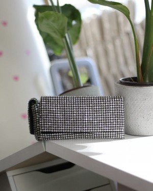 Kadın Silver Taş Dokuma Kapak Detaylı  Slim El Çantası