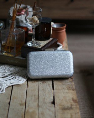 Kadın Silver Sim Doku Klips Detaylı Abiye El Omuz Çantası